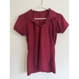 Premium Women Red Polyester Polo Golf Shirt Short Sleeve Regular Fit Size M